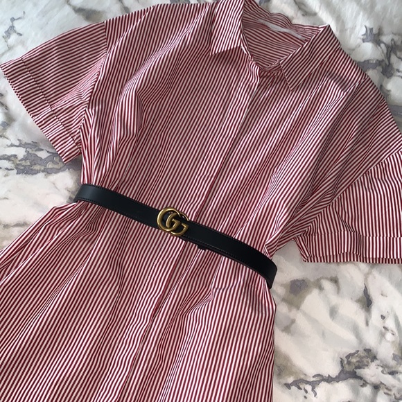 Zara Dresses & Skirts - Zara red stripped button down shirt dress